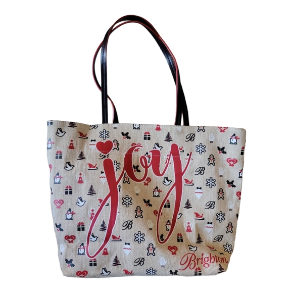 Brighton Handbags - BRIGHTON Large Canvas Tote with a Christmas Print